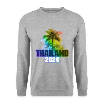 Thaïlande 2024 Vacances Palmiers Multicolores - Sweat-shirt Unisexe - gris chiné - Devant - Alina (178cm) & Michal (187cm)