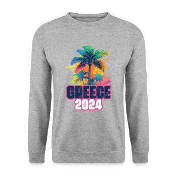 Greece 2024 Holiday Palm Blob - Unisex Sweatshirt - salt & pepper - Front - Alina (178cm) & Michal (187cm)