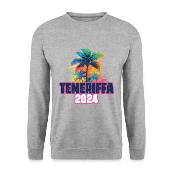 Tenerife 2024 Holiday Palm Blob - Unisex Sweatshirt - salt & pepper - Front - Alina (178cm) & Michal (187cm)