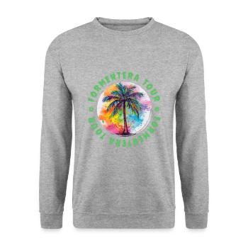 Formentera Tour Urlaub Plame Bunt - Unisex Pullover - Weißgrau meliert - Vorne - Alina (178cm) & Michal (187cm)