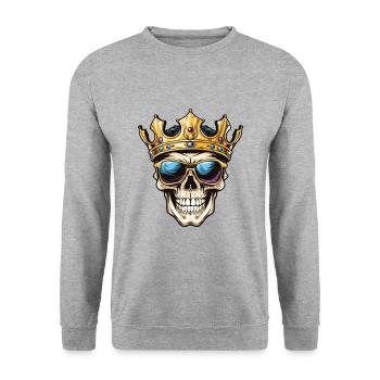 Crâne roi Couronne Tattoo - Sweat-shirt Unisexe - gris chiné - Devant - Alina (178cm) & Michal (187cm)