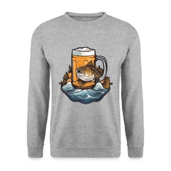 Bière de pêche - Sweat-shirt Unisexe - gris chiné - Devant - Alina (178cm) & Michal (187cm)