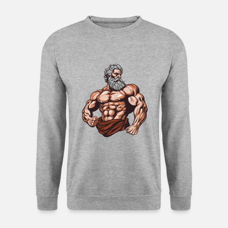 Muskeln Bodybuilder Workout Gym - Unisex Pullover - Weißgrau meliert