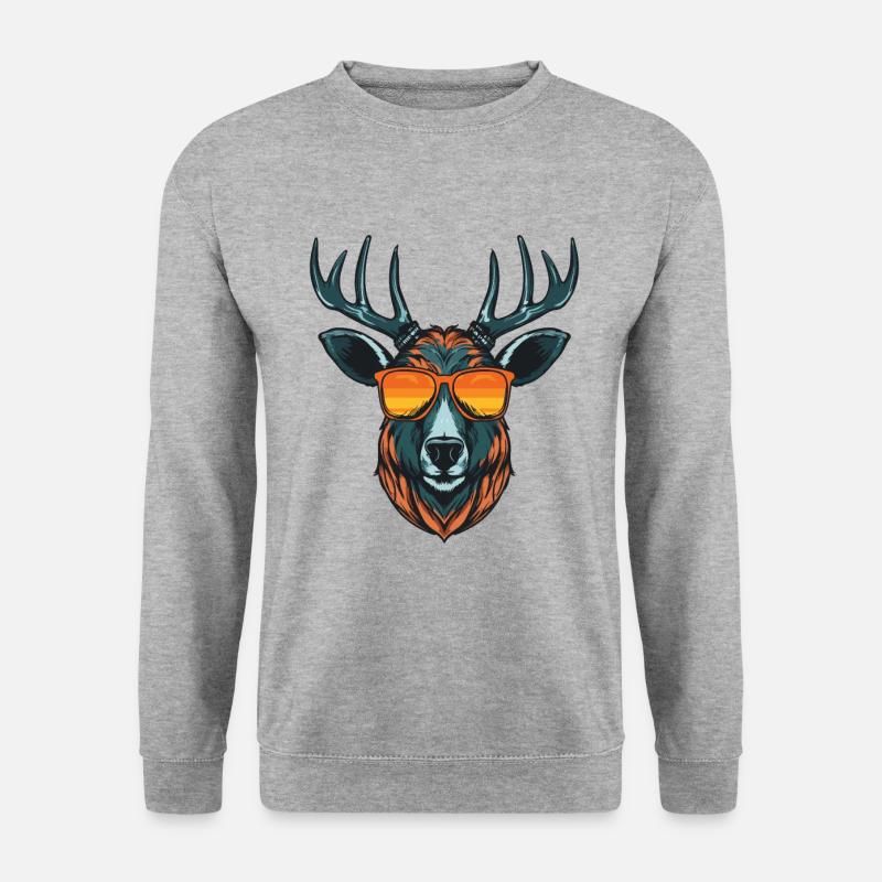 Deer Head Portrait Cool - Unisex Sweatshirt - salt & pepper