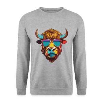 Bull Head Portrait Cool Taurus - Unisex Sweatshirt - salt & pepper - Front - Alina (178cm) & Michal (187cm)