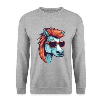 Pferd Kopf Porträt Cool - Unisex Pullover - Weißgrau meliert - Vorne - Alina (178cm) & Michal (187cm)