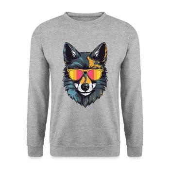 Portrait de tête de loup Cool - Sweat-shirt Unisexe - gris chiné - Devant - Alina (178cm) & Michal (187cm)