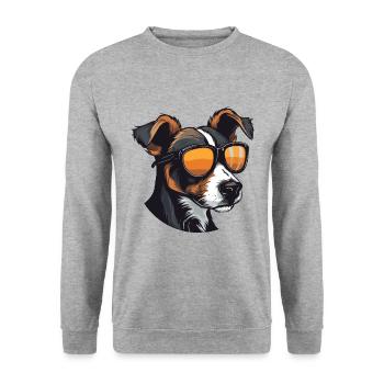 Jack Russel Terrier Hund Porträt Cool - Unisex Pullover - Weißgrau meliert - Vorne - Alina (178cm) & Michal (187cm)