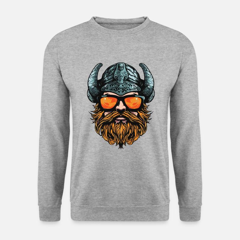 Wikinger Kopf Party Krieger - Unisex Pullover - Weißgrau meliert
