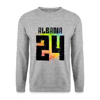 Albania 24 Shirt 2024 - Unisex Sweatshirt - salt & pepper - Front - Alina (178cm) & Michal (187cm)