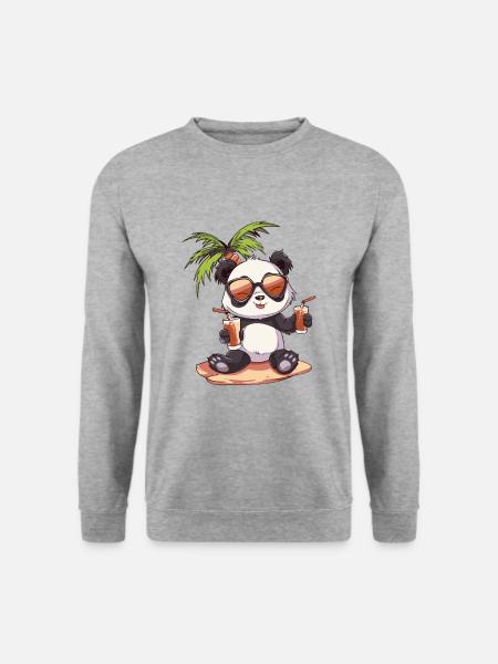 Panda Summer Beach Vacation - Unisex Sweatshirt - salt & pepper