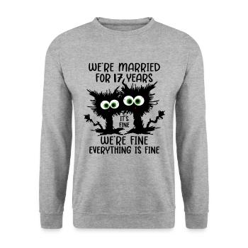 17 Jahre Verheiratet Orchideenhochzeit Geschenk - Unisex Pullover - Weißgrau meliert - Vorne - Alina (178cm) & Michal (187cm)