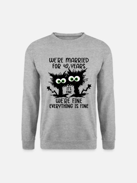 42 Jahre Verheiratet 42. Hochzeitstag - Unisex Pullover - Weißgrau meliert