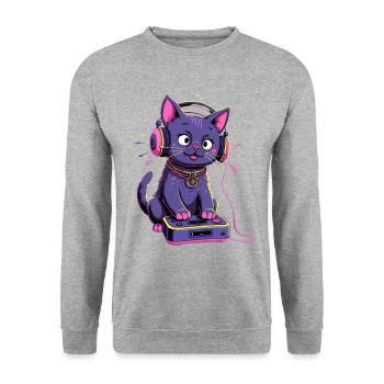 Chat Joueur : Jeux - Sweat-shirt Unisexe - gris chiné - Devant - Alina (178cm) & Michal (187cm)