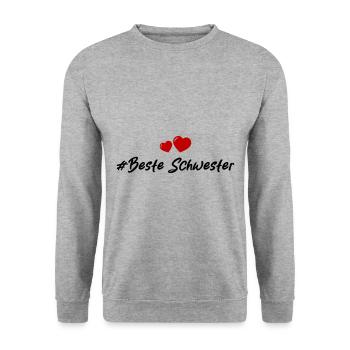 Beste Schwester Herzen Liebe - Unisex Pullover - Weißgrau meliert - Vorne - Alina (178cm) & Michal (187cm)