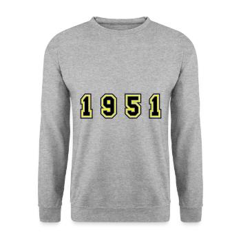1951 Year Number - Unisex Sweatshirt - salt & pepper - Front - Alina (178cm) & Michal (187cm)