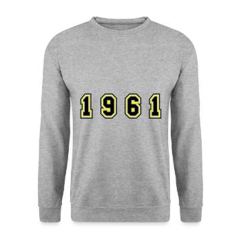 1961 Year Number - Unisex Sweatshirt - salt & pepper - Front - Alina (178cm) & Michal (187cm)