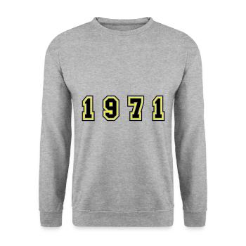 1971 Year Number - Unisex Sweatshirt - salt & pepper - Front - Alina (178cm) & Michal (187cm)
