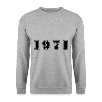 1971 year birthday - Unisex Sweatshirt - salt & pepper - Front - Alina (178cm) & Michal (187cm)