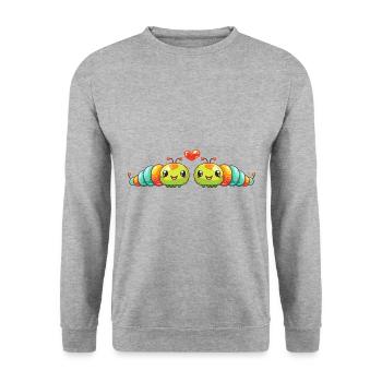 Ver Couple Amoureux Animal Saint Valentin - Sweat-shirt Unisexe - gris chiné - Devant - Alina (178cm) & Michal (187cm)