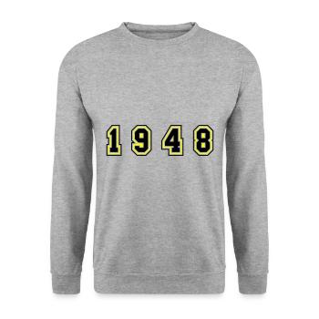 Numéro de l’année 1948 - Sweat-shirt Unisexe - gris chiné - Devant - Alina (178cm) & Michal (187cm)