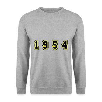 1954 Year Number - Unisex Sweatshirt - salt & pepper - Front - Alina (178cm) & Michal (187cm)