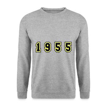 Numéro de l’année 1955 - Sweat-shirt Unisexe - gris chiné - Devant - Alina (178cm) & Michal (187cm)