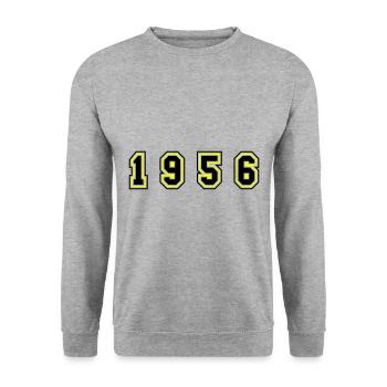 1956 Year Number - Unisex Sweatshirt - salt & pepper - Front - Alina (178cm) & Michal (187cm)