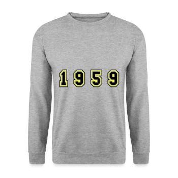 1959 Year Number - Unisex Sweatshirt - salt & pepper - Front - Alina (178cm) & Michal (187cm)