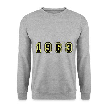 1963 Year Number - Unisex Sweatshirt - salt & pepper - Front - Alina (178cm) & Michal (187cm)