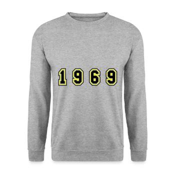 1969 Year Number - Unisex Sweatshirt - salt & pepper - Front - Alina (178cm) & Michal (187cm)
