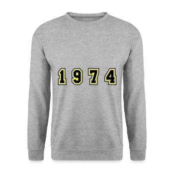 Numéro de l’année 1974 - Sweat-shirt Unisexe - gris chiné - Devant - Alina (178cm) & Michal (187cm)