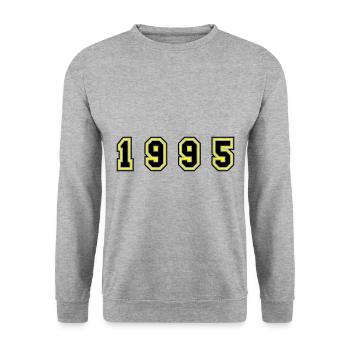 1995 Year Number - Unisex Sweatshirt - salt & pepper - Front - Alina (178cm) & Michal (187cm)