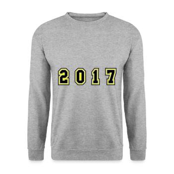 2017 Jahr Zahl - Unisex Pullover - Weißgrau meliert - Vorne - Alina (178cm) & Michal (187cm)