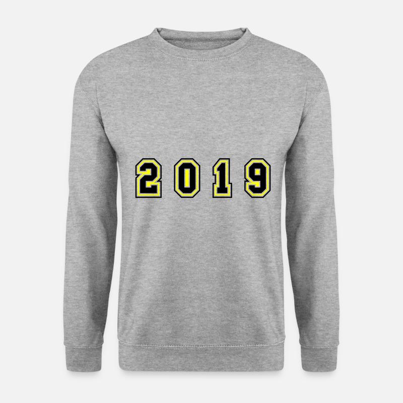2019 Jahr Zahl - Unisex Pullover - Weißgrau meliert