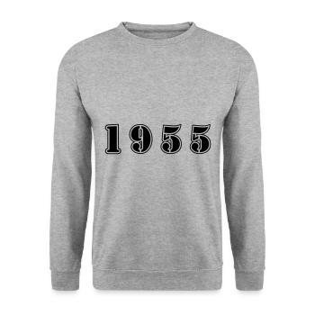 1955 Jahr Geburtstag - Unisex Pullover - Weißgrau meliert - Vorne - Alina (178cm) & Michal (187cm)