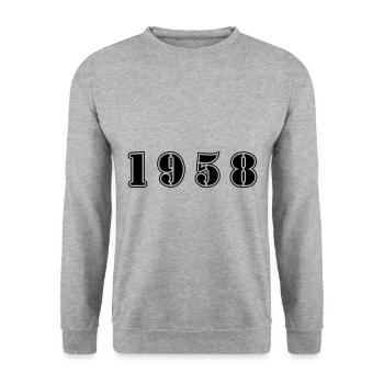 1958 year birthday - Unisex Sweatshirt - salt & pepper - Front - Alina (178cm) & Michal (187cm)