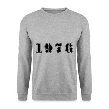 1976 year birthday - Unisex Sweatshirt - salt & pepper - Front - Alina (178cm) & Michal (187cm)