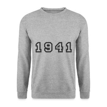 1941 Jahr Zahl - Unisex Pullover - Weißgrau meliert - Vorne - Alina (178cm) & Michal (187cm)