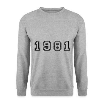 Numéro de l’année 1981 - Sweat-shirt Unisexe - gris chiné - Devant - Alina (178cm) & Michal (187cm)