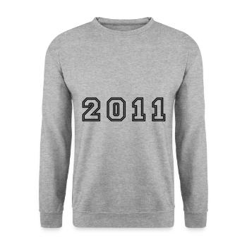 2011 Jahr Zahl - Unisex Pullover - Weißgrau meliert - Vorne - Alina (178cm) & Michal (187cm)