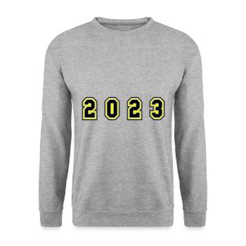 2023 Jahr Zahl - Unisex Pullover - Weißgrau meliert - Vorne - Alina (178cm) & Michal (187cm)