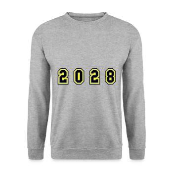 2028 Jahr Zahl - Unisex Pullover - Weißgrau meliert - Vorne - Alina (178cm) & Michal (187cm)