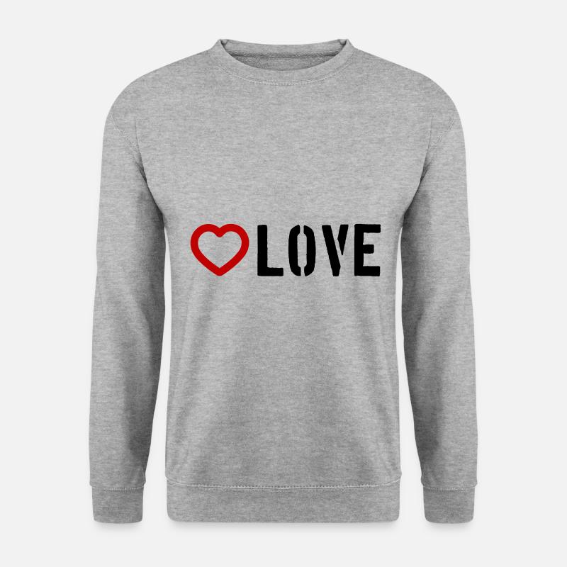 Liebe Herz - Unisex Pullover - Weißgrau meliert
