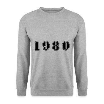 1980 Jahr Geburtstag - Unisex Pullover - Weißgrau meliert - Vorne - Alina (178cm) & Michal (187cm)