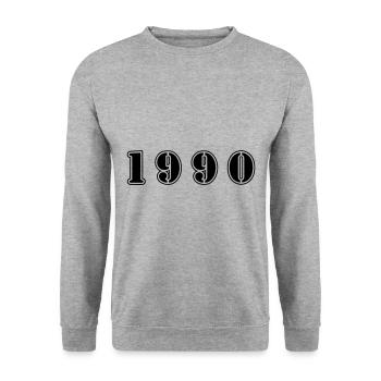 1990 Jahr Geburtstag - Unisex Pullover - Weißgrau meliert - Vorne - Alina (178cm) & Michal (187cm)