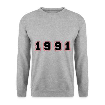 1991 Year Number - Unisex Sweatshirt - salt & pepper - Front - Alina (178cm) & Michal (187cm)