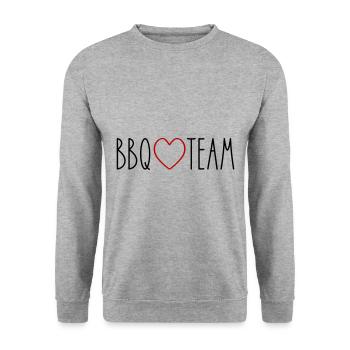 BBQ Grill Team Herz - Unisex Pullover - Weißgrau meliert - Vorne - Alina (178cm) & Michal (187cm)