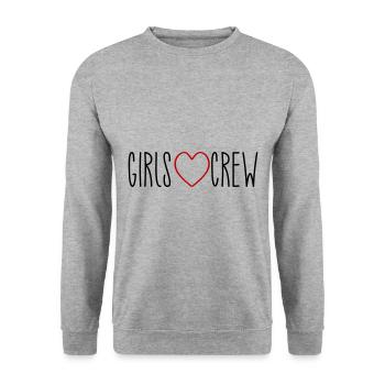 Girls Crew Herz - Unisex Pullover - Weißgrau meliert - Vorne - Alina (178cm) & Michal (187cm)