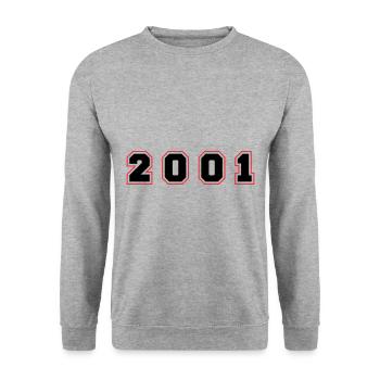 2001 Year Number - Unisex Sweatshirt - salt & pepper - Front - Alina (178cm) & Michal (187cm)